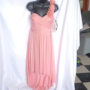 David's Bridal Pink One-Shoulder Dress